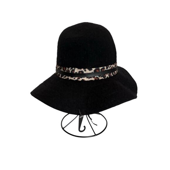New Boho Chic Women's OS Wool Blend Animal Print Fedora Floppy Adjustable Hat - Picture 3 of 8